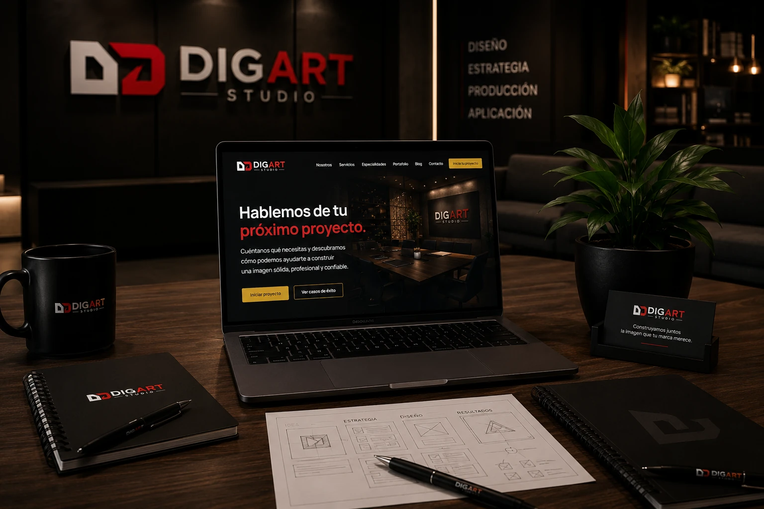 Espacio de trabajo de DIGART Studio con la invitación a iniciar un nuevo proyecto.